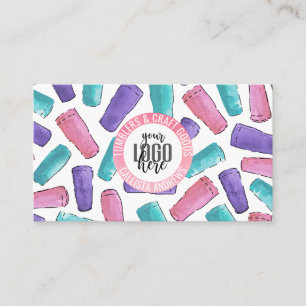 Tarjeta De Visita Logotipo de croqueta color de agua rosado púrpura