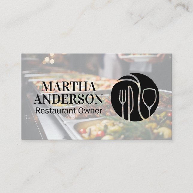 Tarjeta De Visita Logotipo de Cubiertos | Catering  (Anverso)