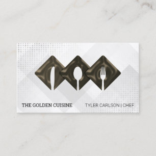 Tarjeta De Visita Logotipo de Cubiertos Restaurante   Catering Culin