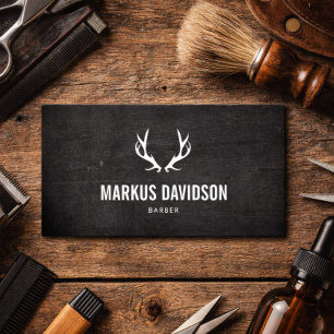 Tarjeta De Visita Logotipo de Cuerno de Ciervo Rústico Masculino par