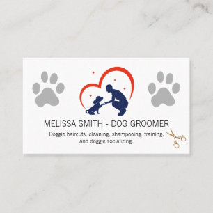 Tarjeta De Visita Logotipo de cuidado de Groomer   Pata de perro