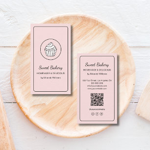 Tarjeta De Visita Logotipo de Cupcake de Panadería Moderna Código QR