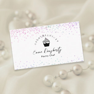 Tarjeta De Visita Logotipo de Cupcake de Purpurina de Arcoíris Paste
