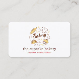 Tarjeta De Visita Logotipo de Cupcake Moderno Panadería Chef Caterin