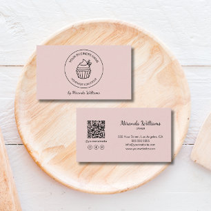 Tarjeta De Visita Logotipo de Cupcake Moderno Panadería Rosa
