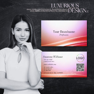 Tarjeta De Visita Logotipo de decoración curvada de Lilac rosa y cód