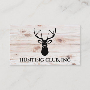 Tarjeta De Visita Logotipo de Deer Head   Fondo del tablero de mader