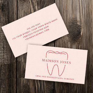 Tarjeta De Visita logotipo de dentista de coral minimalista y elegan
