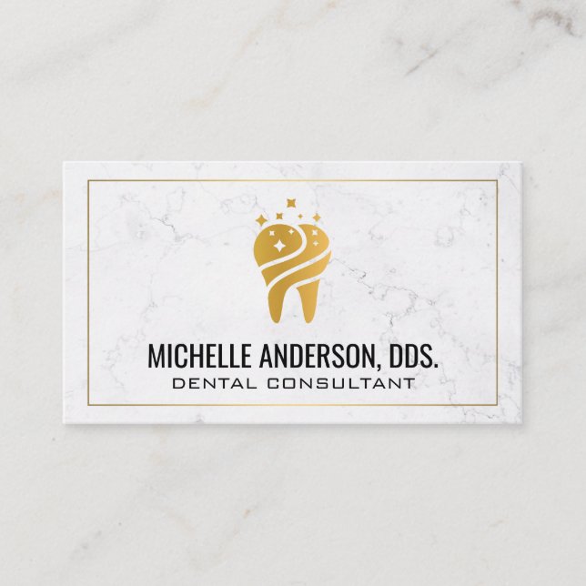 Tarjeta De Visita Logotipo de Dentista dental | Marble Business Card (Anverso)