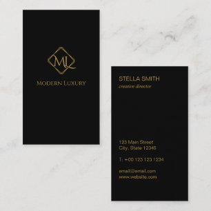 Tarjeta De Visita Logotipo de Diamante  Negro y oro
