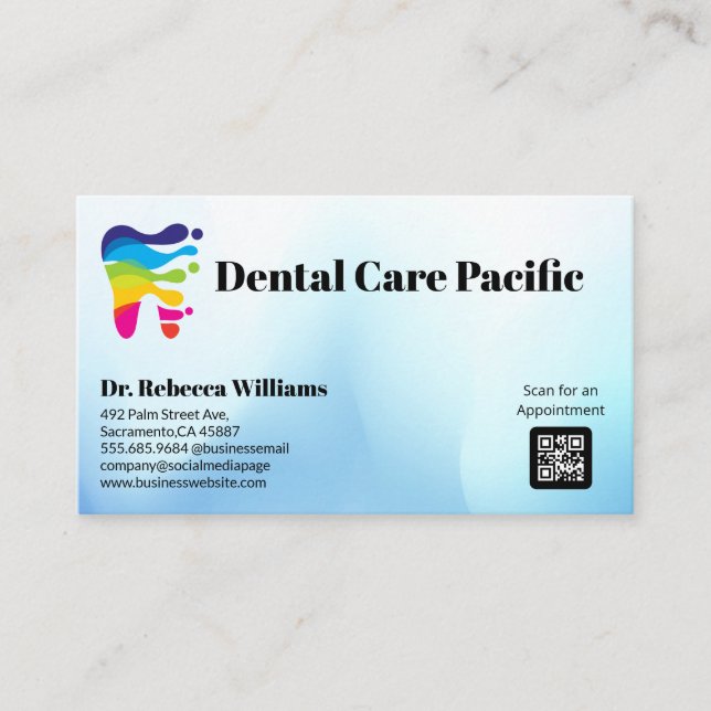 Tarjeta De Visita Logotipo de dientes artísticos | Dentista (Anverso)