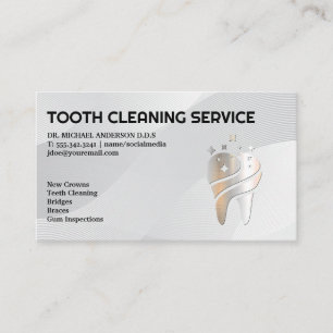 Tarjeta De Visita Logotipo de dientes metálicos brillantes   Dentist