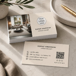 Tarjeta De Visita Logotipo de diseñador de interiores QR redes socia