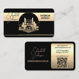 Tarjeta De Visita Logotipo de Diseño de Interiores o Arquitecto Negr