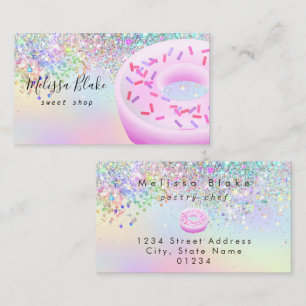 Tarjeta De Visita logotipo de donut brillo pastel falso 