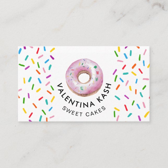 Tarjeta De Visita Logotipo de donut rosa (Anverso)