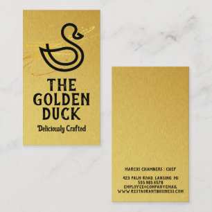 Tarjeta De Visita Logotipo de Duck   Dorado   Restaurante