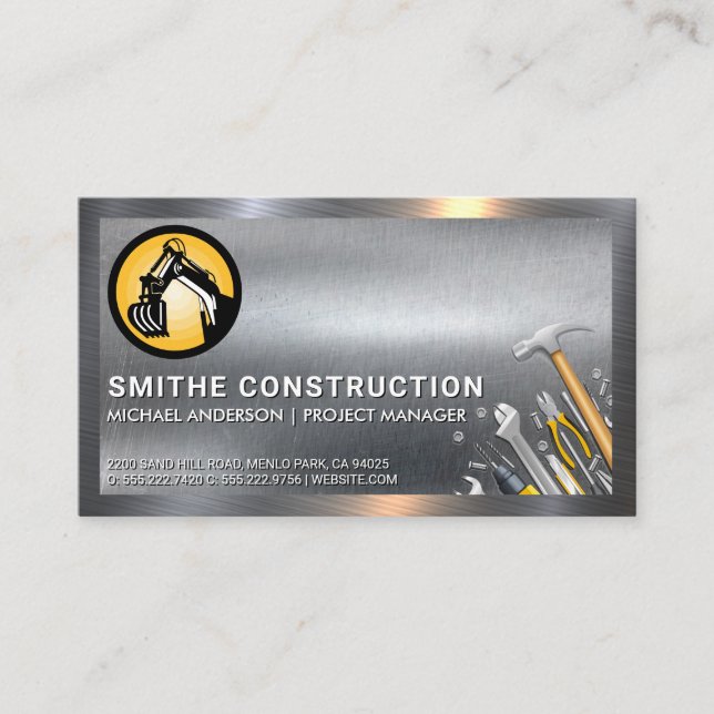 Tarjeta De Visita Logotipo de Earth Mover | Herramientas manuales |  (Anverso)