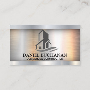 Tarjeta De Visita Logotipo de edificio comercial   Metalizado
