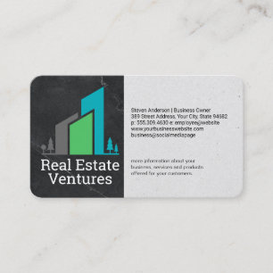 Tarjeta De Visita Logotipo de Edificios de Propiedades Estilizadas  