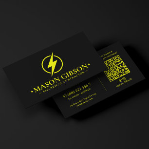 Tarjeta De Visita Logotipo de electricista minimalista lima amarillo