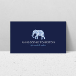 Tarjeta De Visita Logotipo de elefante azul vintage