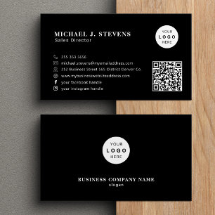 Tarjeta De Visita logotipo de empresa código QR profesional negro
