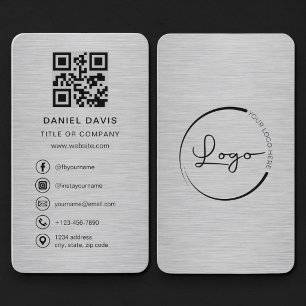 Tarjeta De Visita Logotipo de empresa en código QR metálico