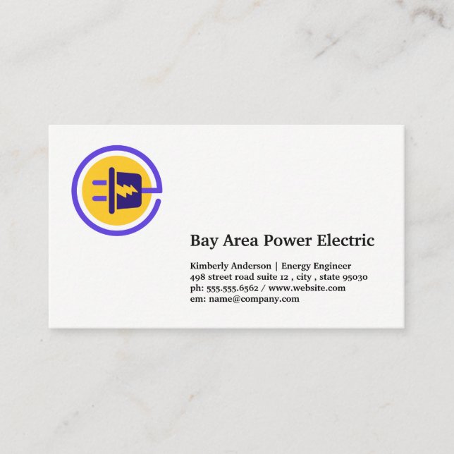 Tarjeta De Visita Logotipo de enchufe eléctrico | Energía (Anverso)