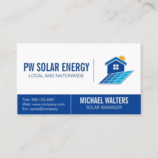 Tarjeta De Visita Logotipo de energía de la casa solar (Anverso)