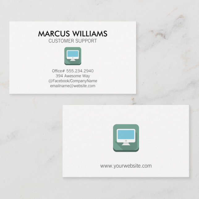 Tarjeta De Visita Logotipo de equipo de asistencia al cliente (Anverso / Reverso)