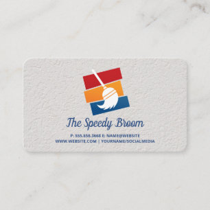 Tarjeta De Visita Logotipo de Escoba Limpieza de Criada Servicio