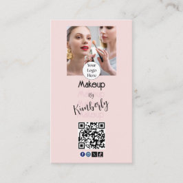 Tarjeta De Visita Logotipo de escritura en rosa sonrojado Código QR