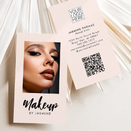 Tarjeta De Visita Logotipo de escritura en rosa sonrosado Código QR