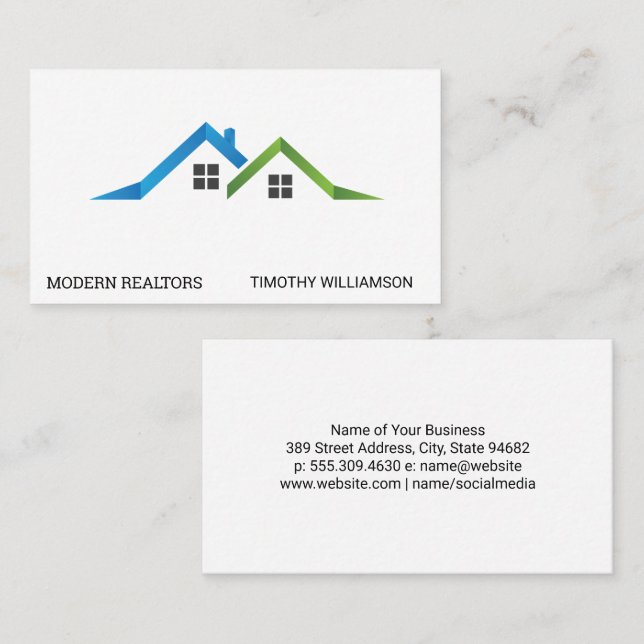 Tarjeta De Visita Logotipo de estilo moderno inmobiliario (Anverso / Reverso)