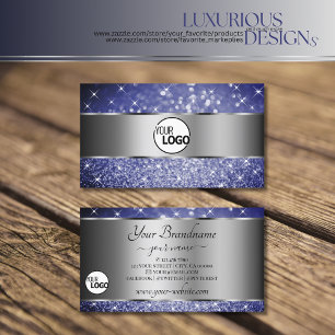 Tarjeta De Visita Logotipo de estrellas luminosas de Purpurina azul 