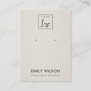 Tarjeta De Visita Logotipo de exhibición de aretes de cerámica gris