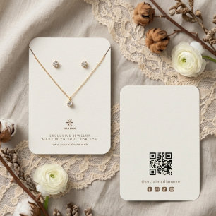 Tarjeta De Visita Logotipo de exhibición de joyas marrón marfil bási