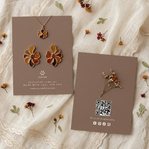 Tarjeta De Visita Logotipo de exhibición de joyas marrón mocha básic