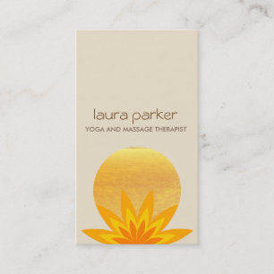 Tarjeta De Visita Logotipo de flores amarillas Lotus Yoga Healing He