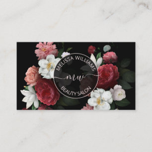 Tarjeta De Visita Logotipo de flores dibujadas a mano negro