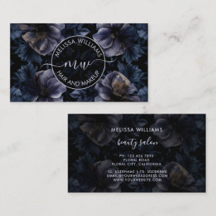 Tarjeta De Visita Logotipo de flores púrpuras oscuras