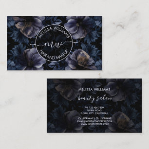 Tarjeta De Visita Logotipo de flores púrpuras oscuras