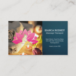 Tarjeta De Visita Logotipo de Flower Spa   Masaje   Salud y bienesta