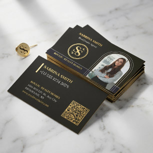 Tarjeta De Visita Logotipo de Foto de Arquitectura y Código QR Corre