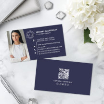 Logotipo de foto de código QR profesional azul mar