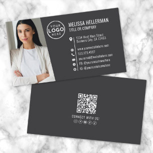 Tarjeta De Visita Logotipo de foto de código QR profesional moderno