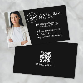 Tarjeta De Visita Logotipo de foto de código QR profesional moderno 