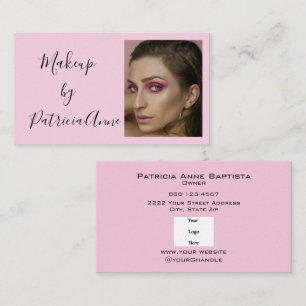 Tarjeta De Visita Logotipo de Foto de Maquillaje con Letra Elegante