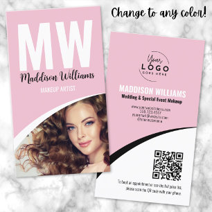 Tarjeta De Visita Logotipo de Foto de Maquillaje Moderno Monograma R